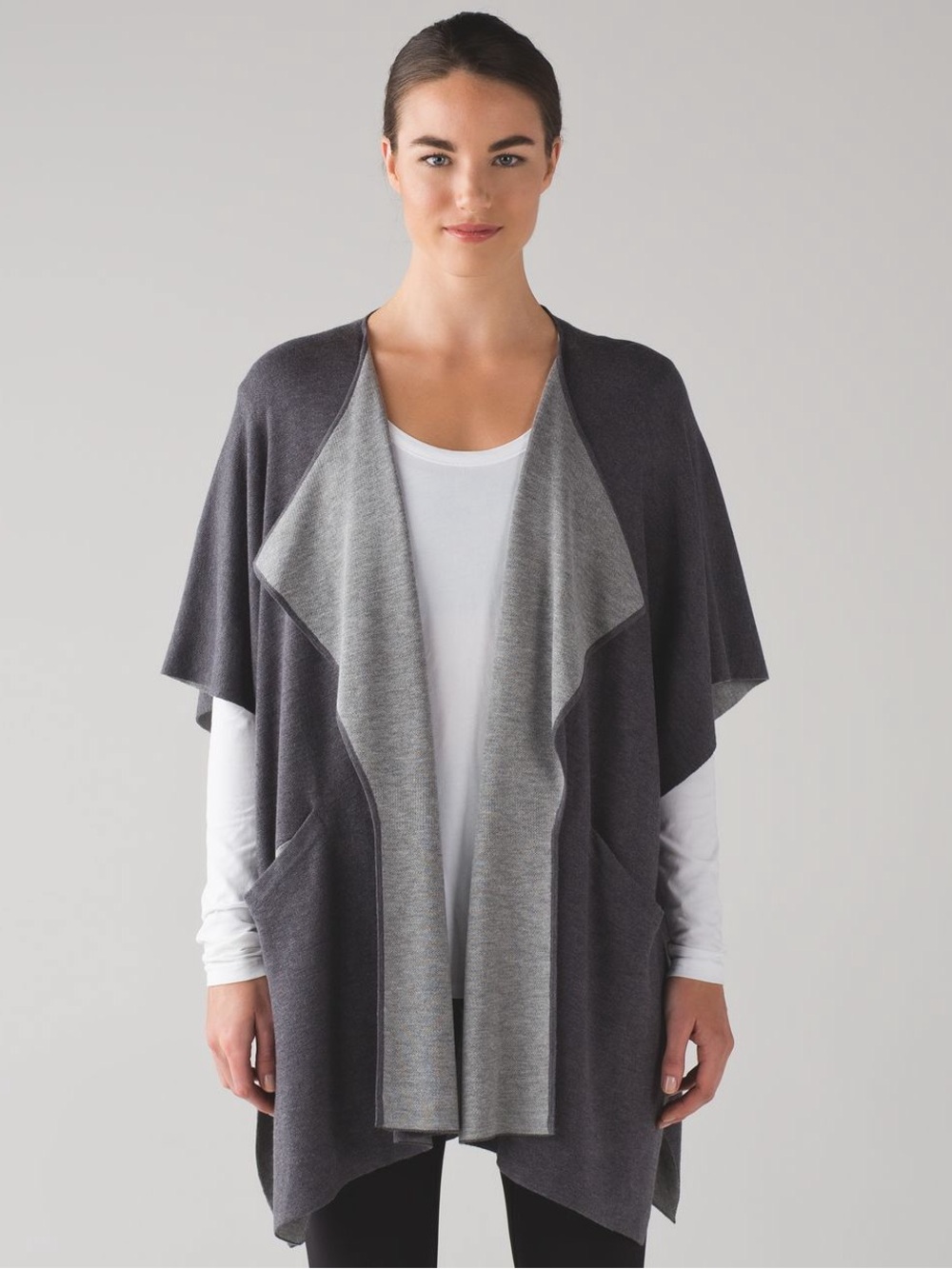 Lululemon After Asana Wrap Reversible Open-Front Shawl Cardigan - Gray